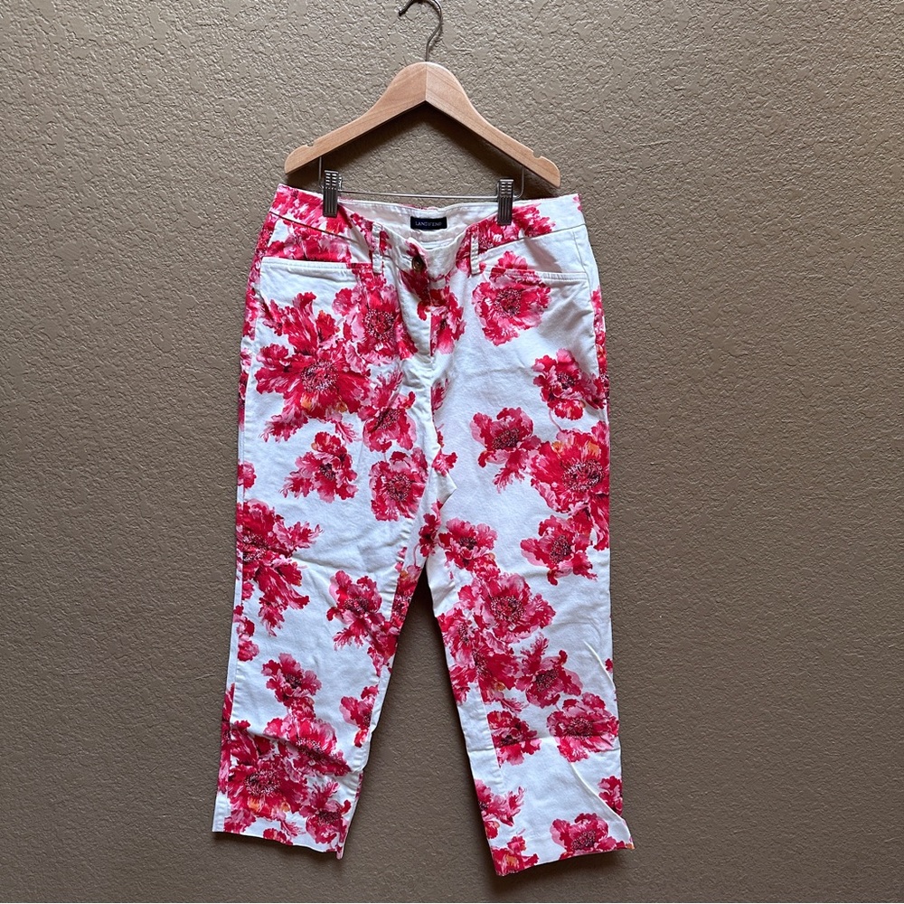 Lands End Floral Pants Mid rise Straight Leg
